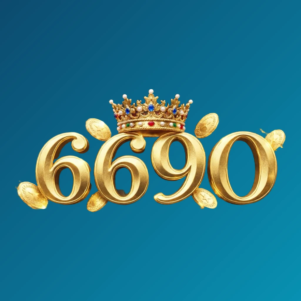 669O casino-style logo featuring golden letters with a crown element and sparkling coins, set in a luxury gaming atmosphere on a transparent background, designed as a horizontal rectangular wordmark for website header